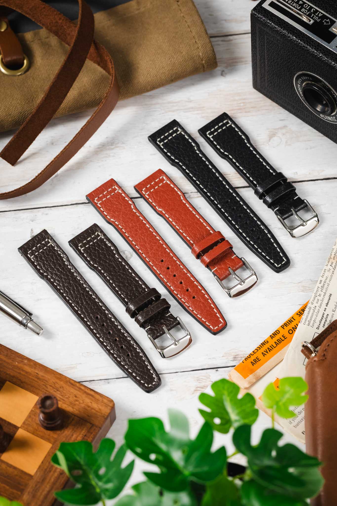 RIOS1931 TYPHOON Genuine Buffalo Leather Watch Strap in Black - Image 3